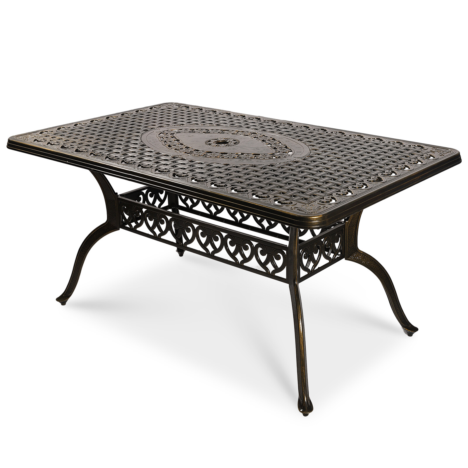 Outdoor Patio Dining Rectangle Table All-Weather Cast Aluminum Large Patio Table