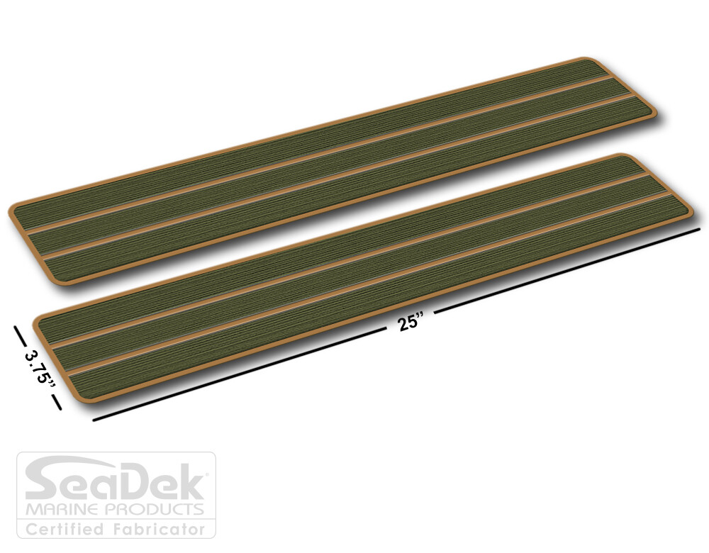 SeaDek Boat EVA Step Pads - Non Skid 2-Pc Stick On  - Olive Green-Mocha - Teak