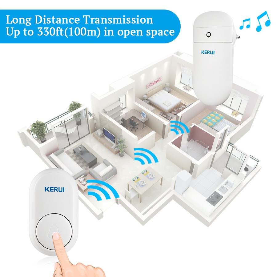 No Batteries Needed Wireless Security Doorbell 330Ft Coverage 52 Pleasant Chimes