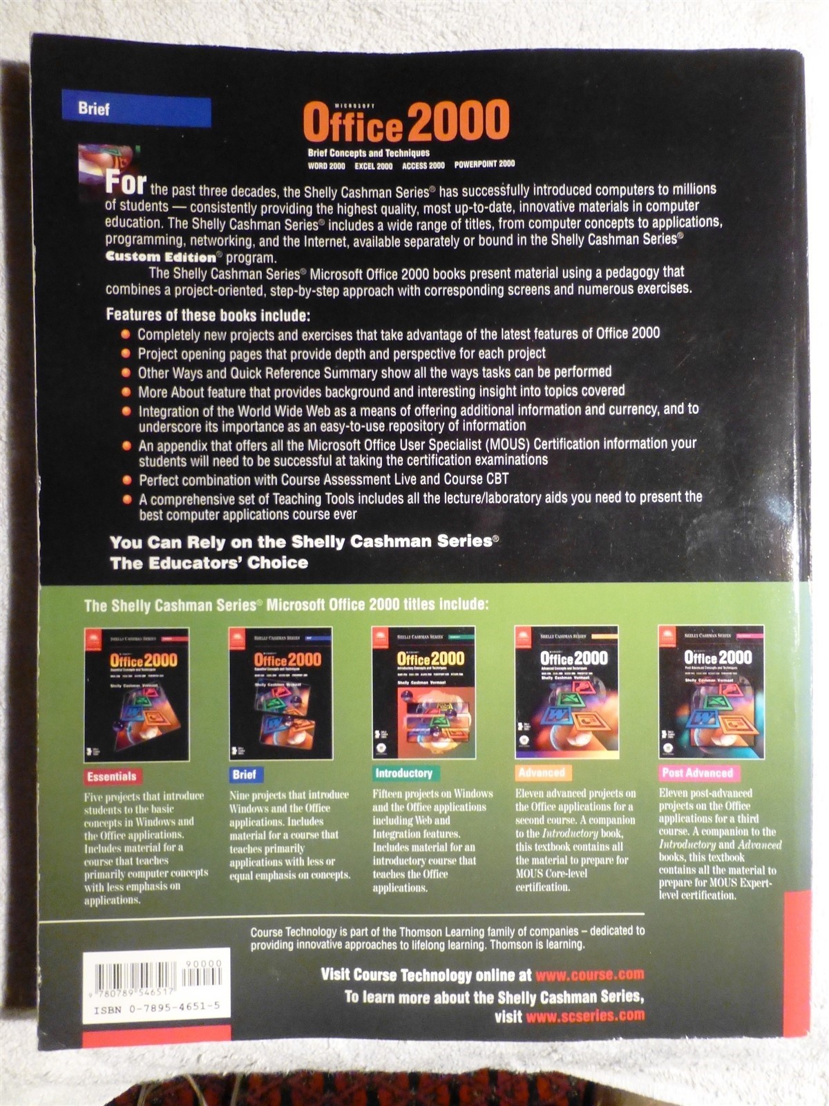 Shelly Cashman OFFICE 2000 User Manual Brief Concepts and Techniques Technical