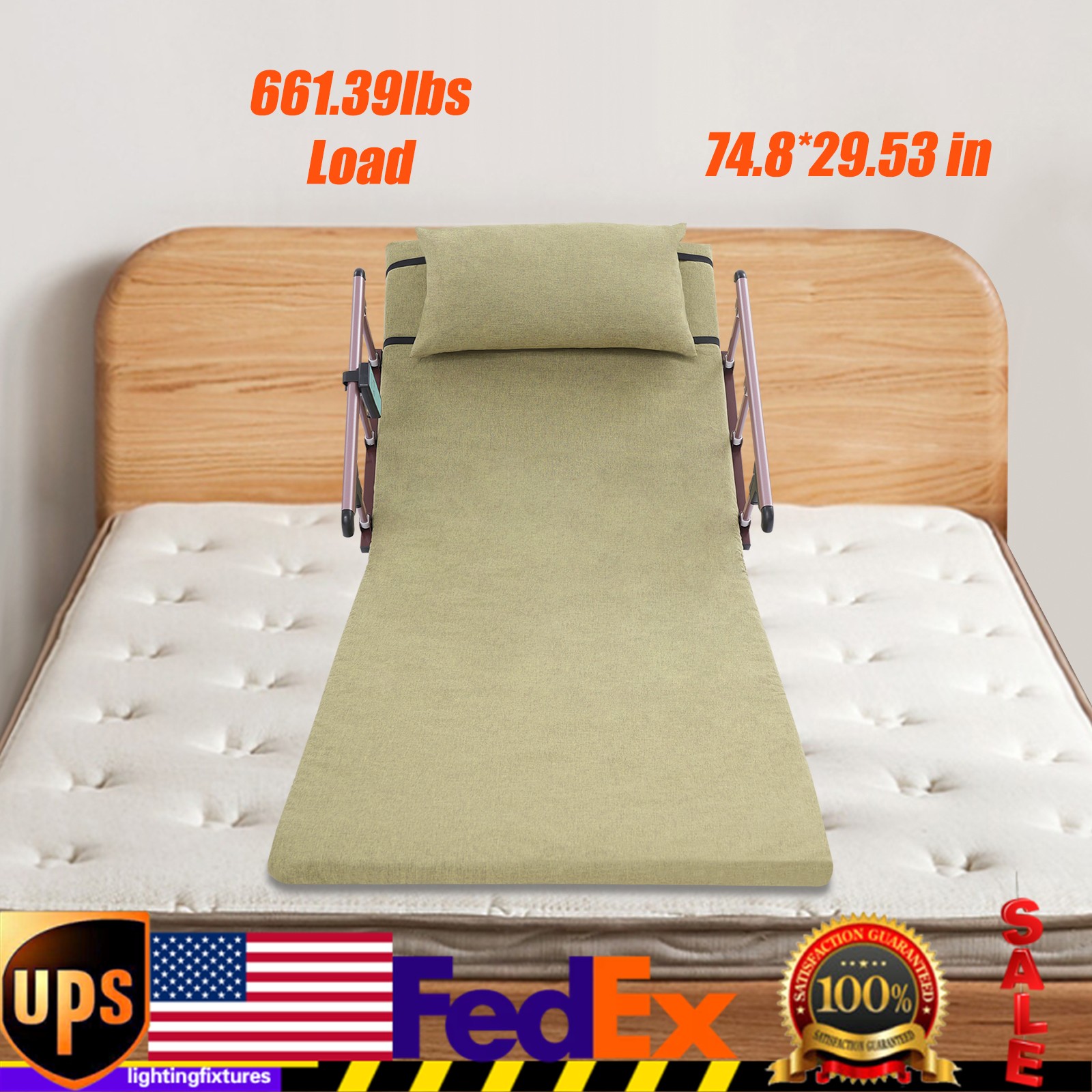 90-240V 50W Electric Lifting Bed Backrest 2-80° Adjustable Back Rest 50dB Noise