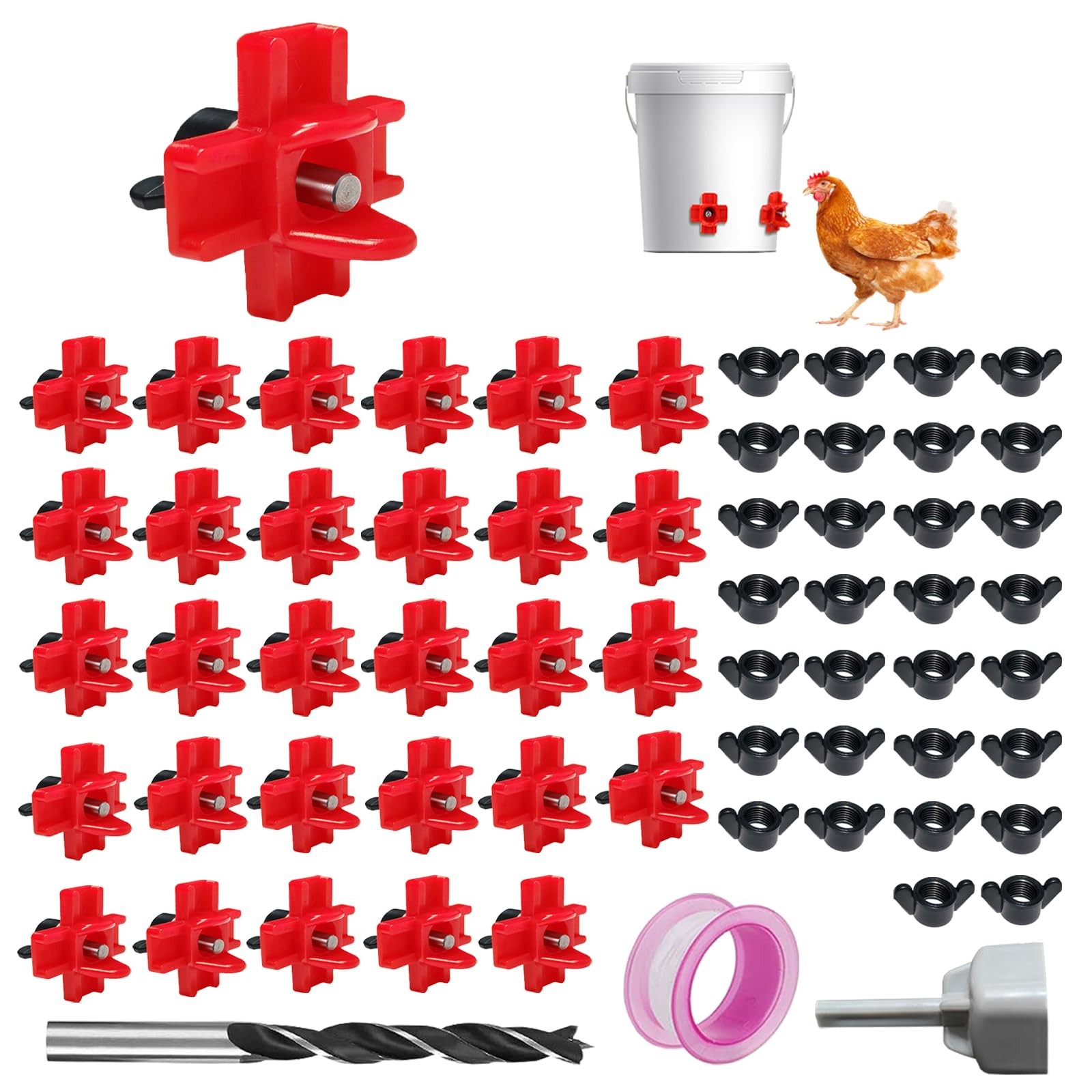 Horizontal Chicken Water Nipples,Chicken Nipples Waterer for Coop,Poultry Nip...