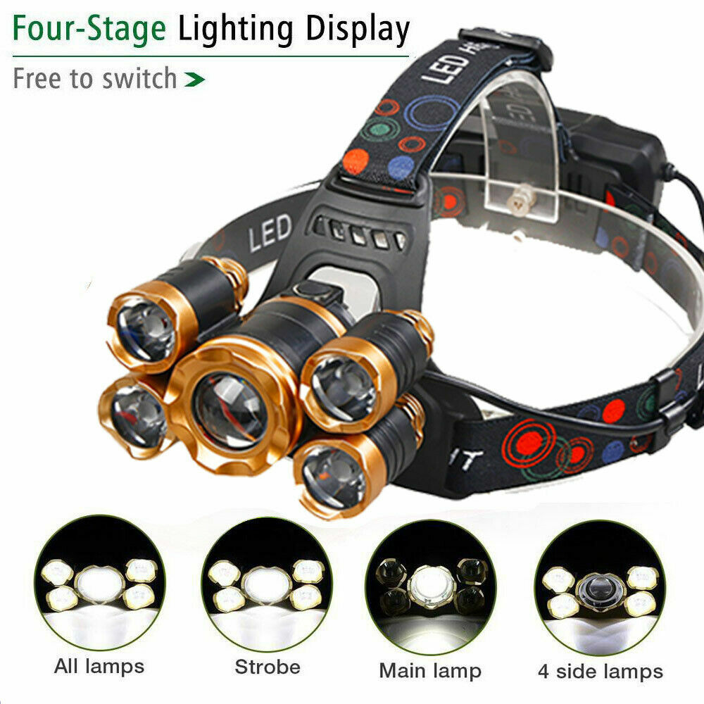 Super-bright 5 X  LED Headlamp Headlight Flashlight Head Torch Lamp
