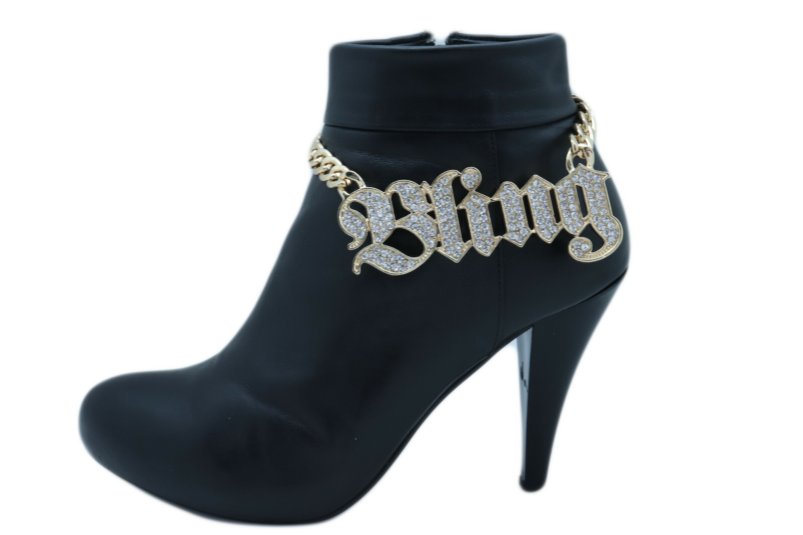 Sexy Women Gold Metal Chain Bracelet Western Fashion BLING Shoe Charm Night Club