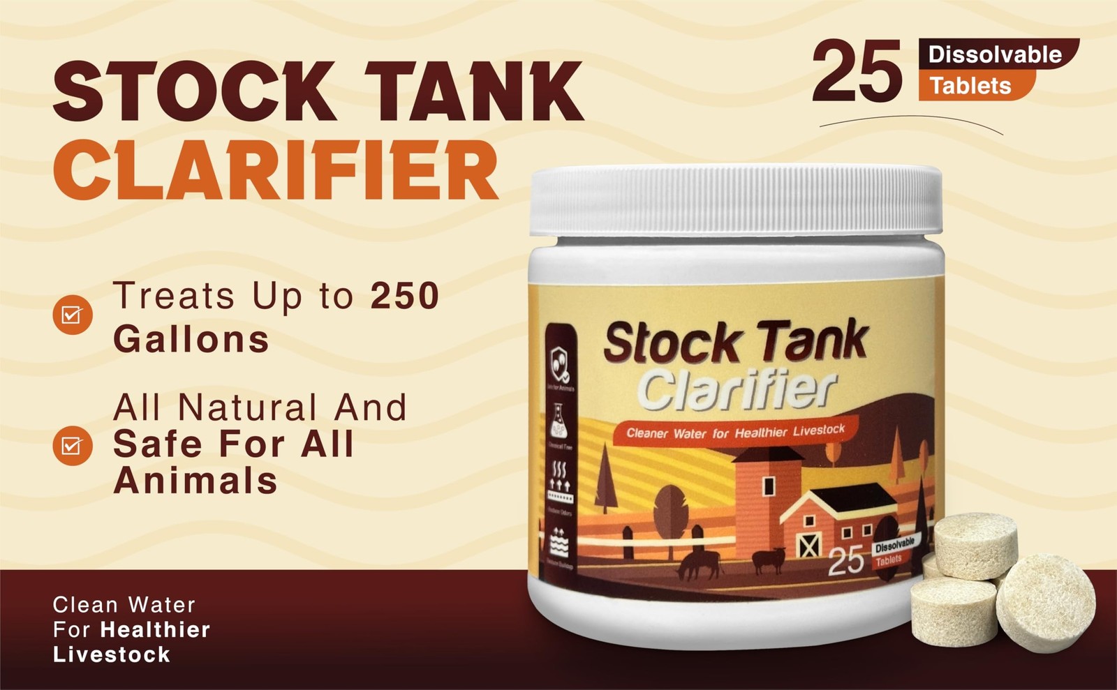 Stock Tank Clarifier - Improves Livestock Water by reducing buildup and Creat...