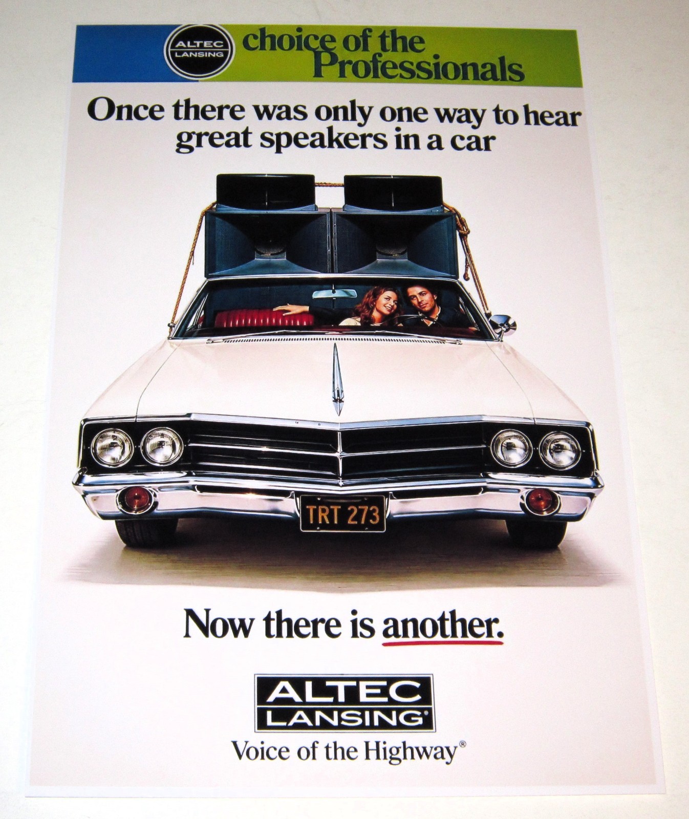Altec Lansing "Voice of the Highway" Car Speaker 1978 Poster 19" x 13" Horns