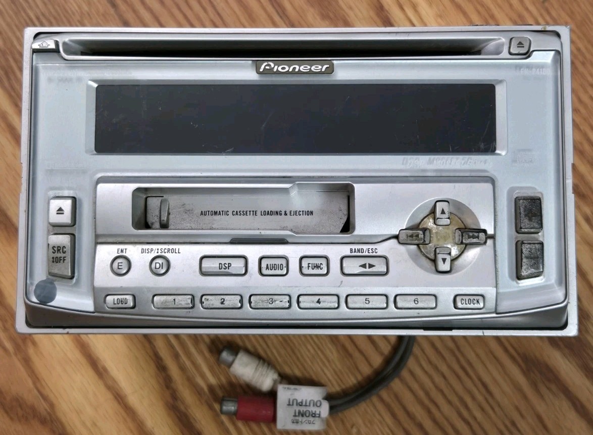 Rare Pioneer FH-P4100R Double Din CD Cassette Car Stereo Parts Or Repair