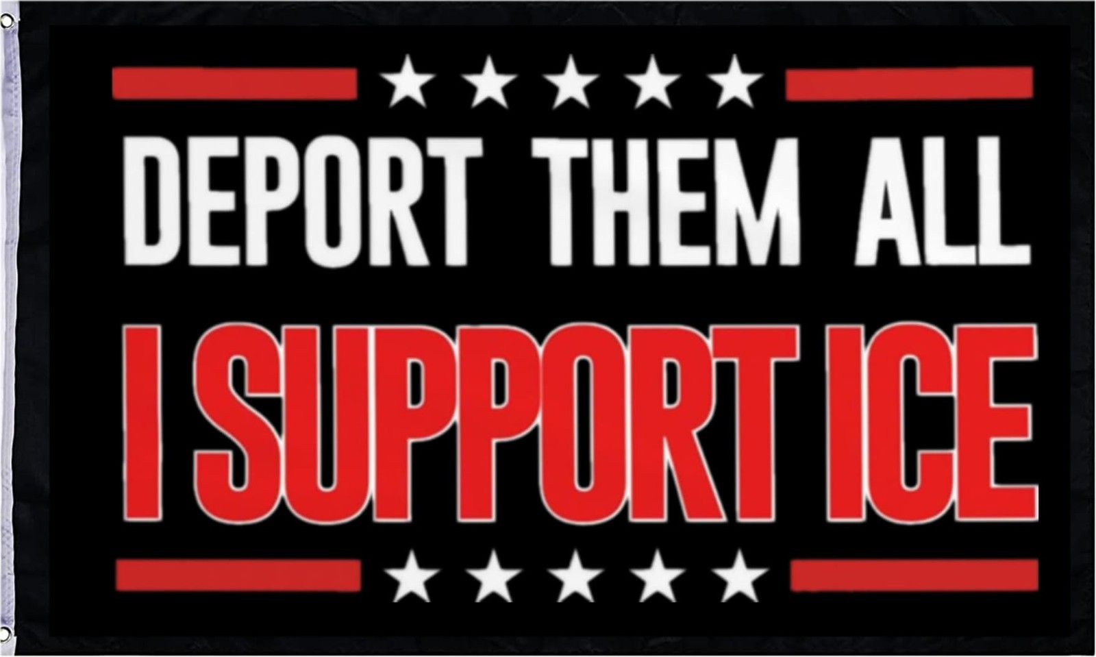 JOLCAHEU Deport Them All Illegals Flag I Support Ice 3x5ft, Black