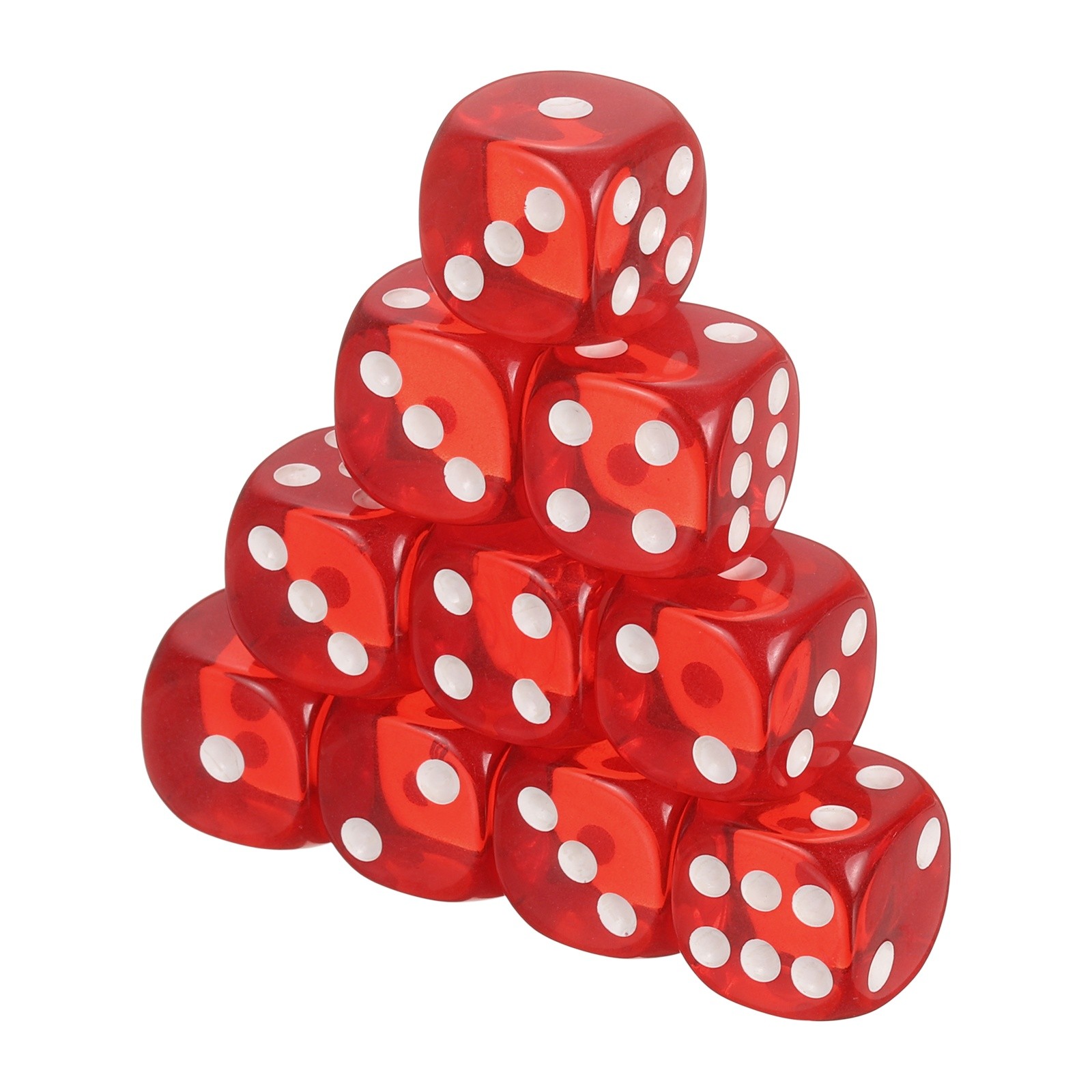36Pcs Translucent Polyhedral Dice 16mm Square Dice W Rounded Edge, Red