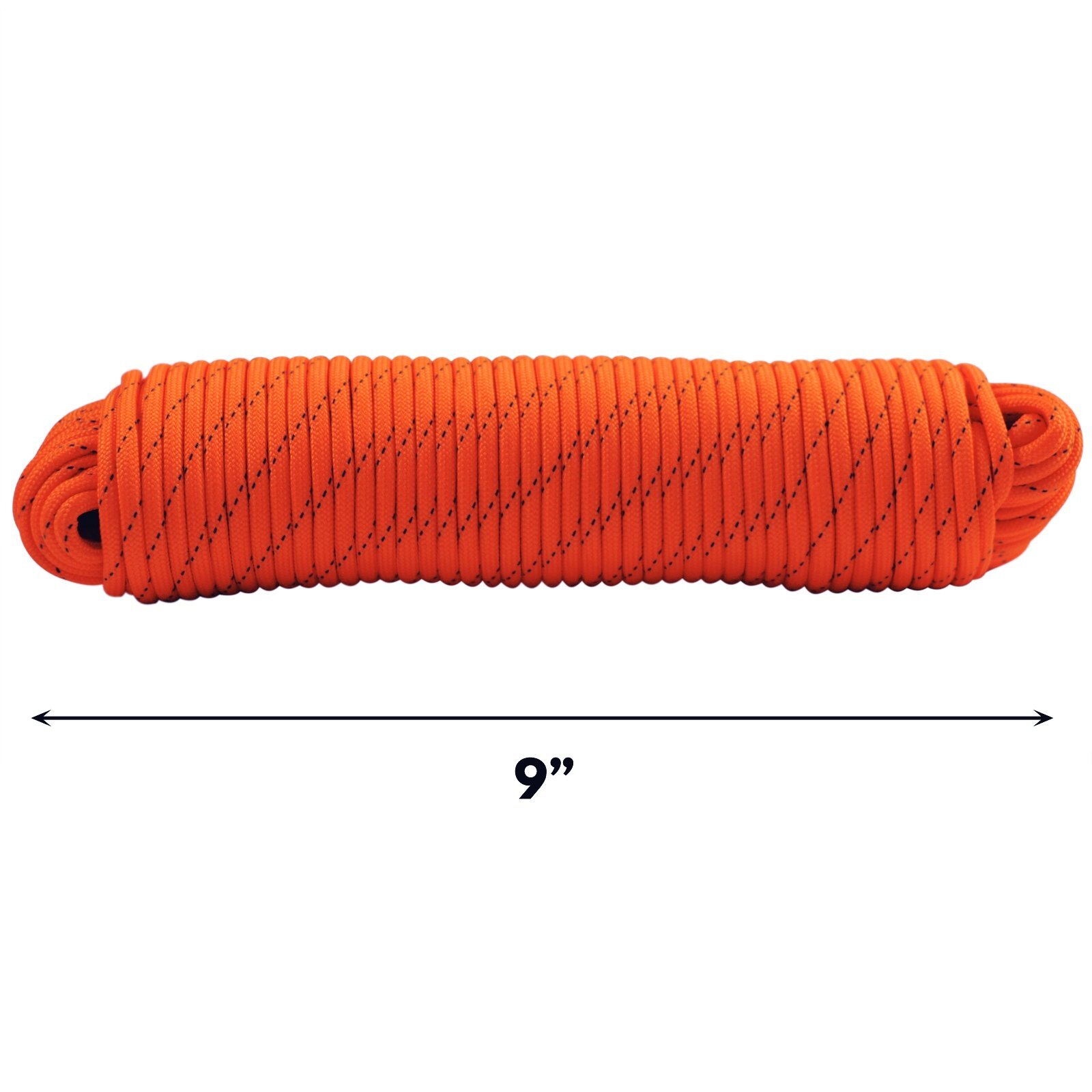 Survival Multi-Purpose Paracord Rope Reflective Tracer Orange - 100ft
