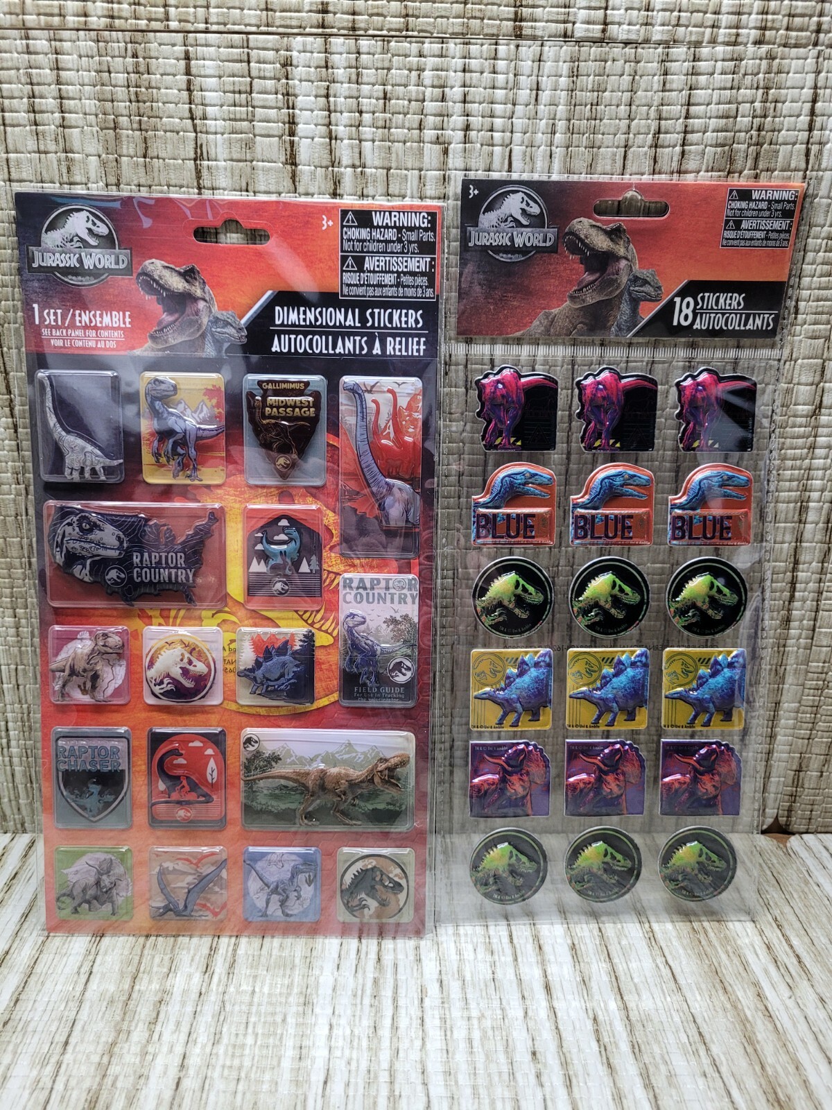 Jurassic World Dinosaur Stickers Sheets - NEW