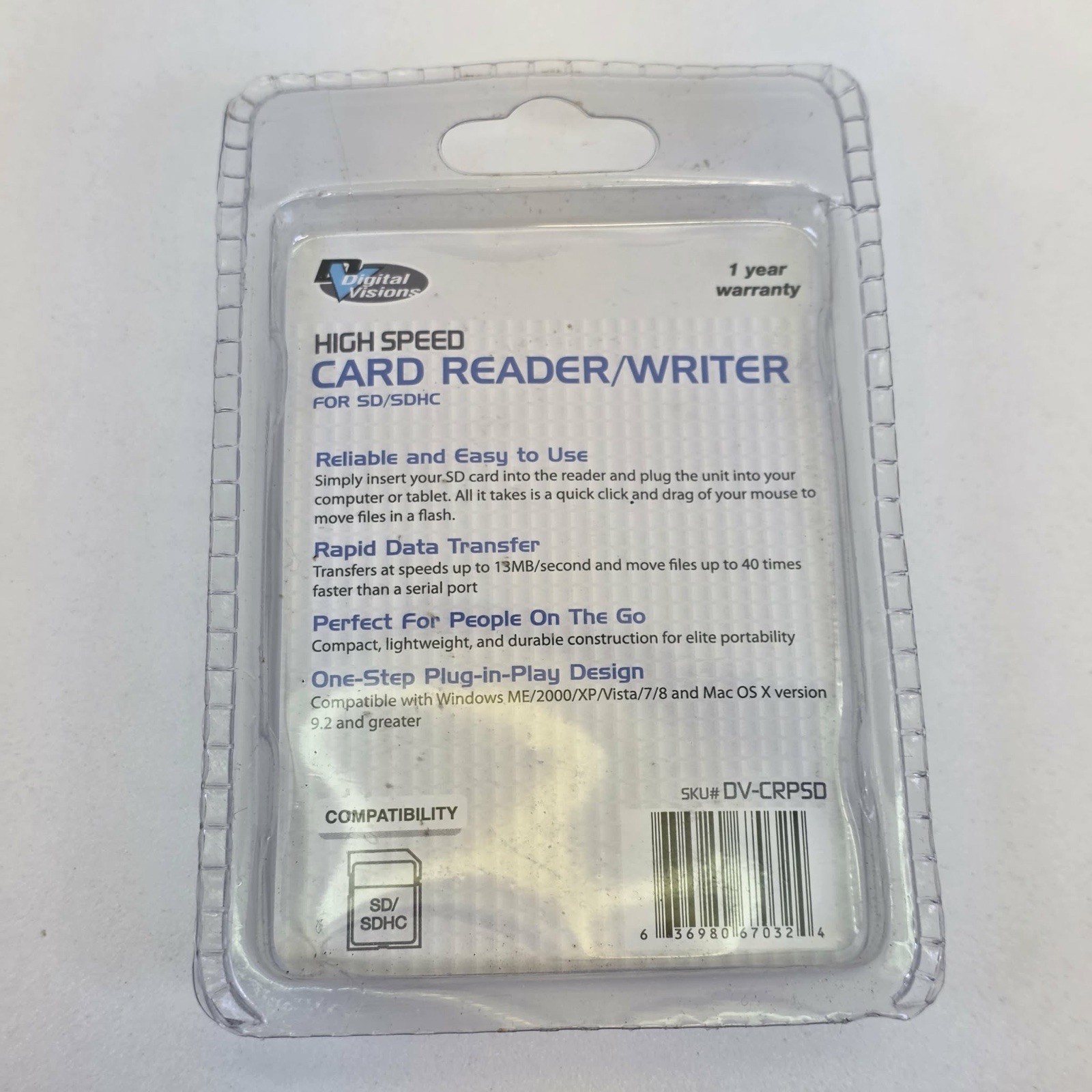 NEW, Digital Versions High Speed Card Reader/Writer for SD/SDHC, DV-CRPSD