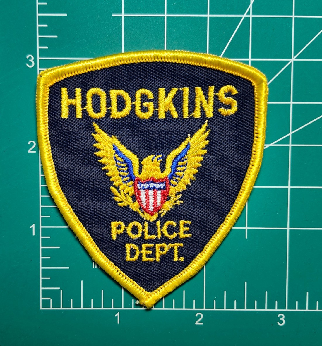 SMALL 2.75" HODGKINS POLICE | 90S'  Embroidered Cap Shield Patch [Chicago area]