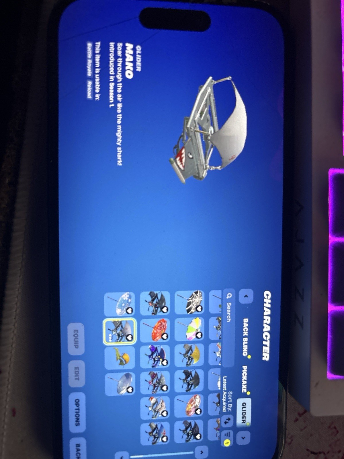 Fortnite OG black night blue squire ac/dc take the l og john wick epic games ful