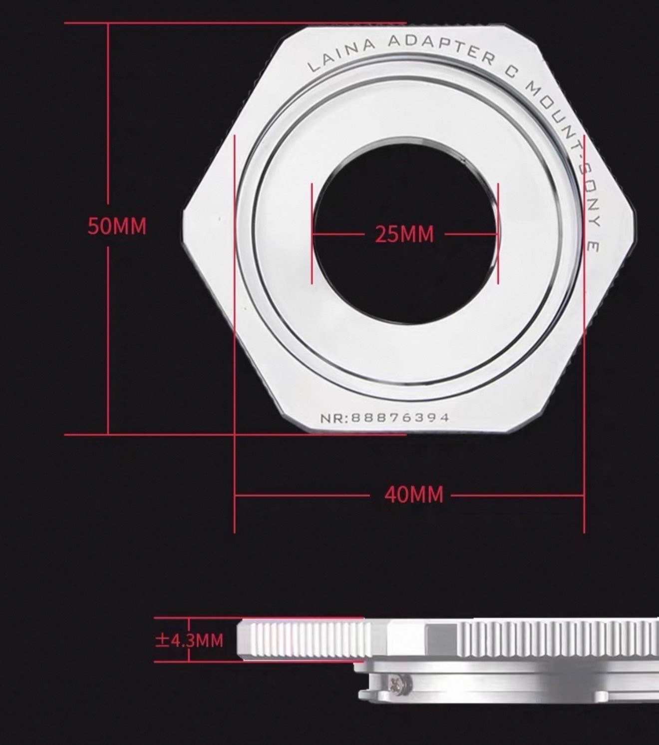 Solid Heavy Metal C-NEX Square Lens Adapter for CCTV Lens to Sony E
