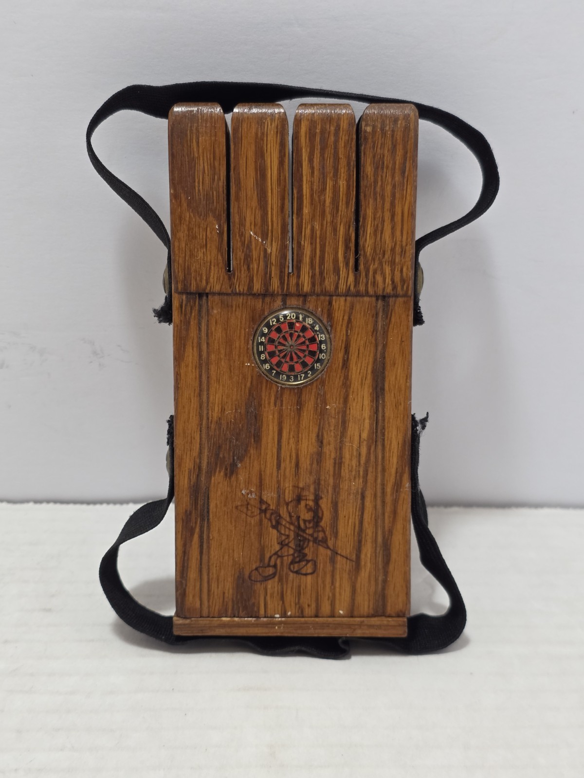 Vintage Disney Jiminy Cricket Wooden Dart Holder Carrying Case