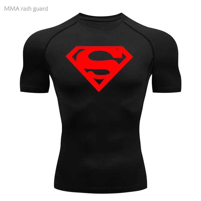 Superman Compression T Shirt Men Quick Dry Gym Fitness Running Short Sleeve Top!