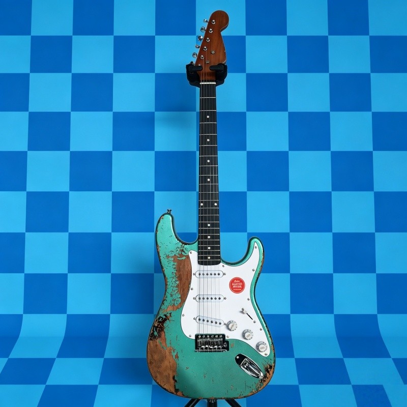 ST electric guitar green aged rosewood fretboard tremolo bridge Chrome hardware