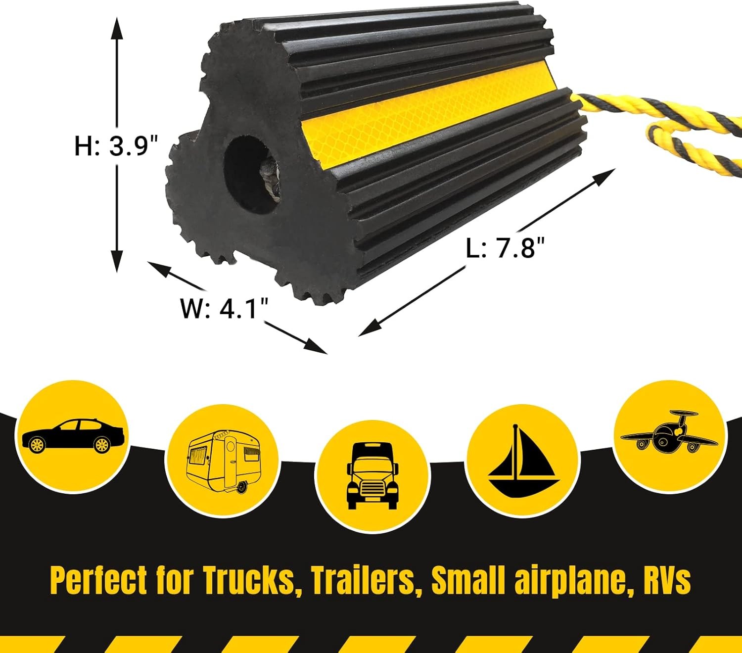 2 Pair Rubber Heavy Duty Dual Wheel Chocks Front and Back, RV Leveling 2 PAIR