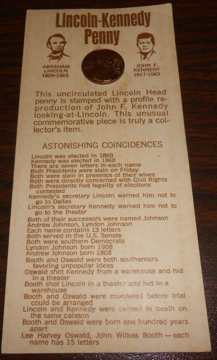 1973  LINCOLN CENT - COUNTER STAMP IMPRINT JOHN F. KENNEDY -UNC - RD -  TONED