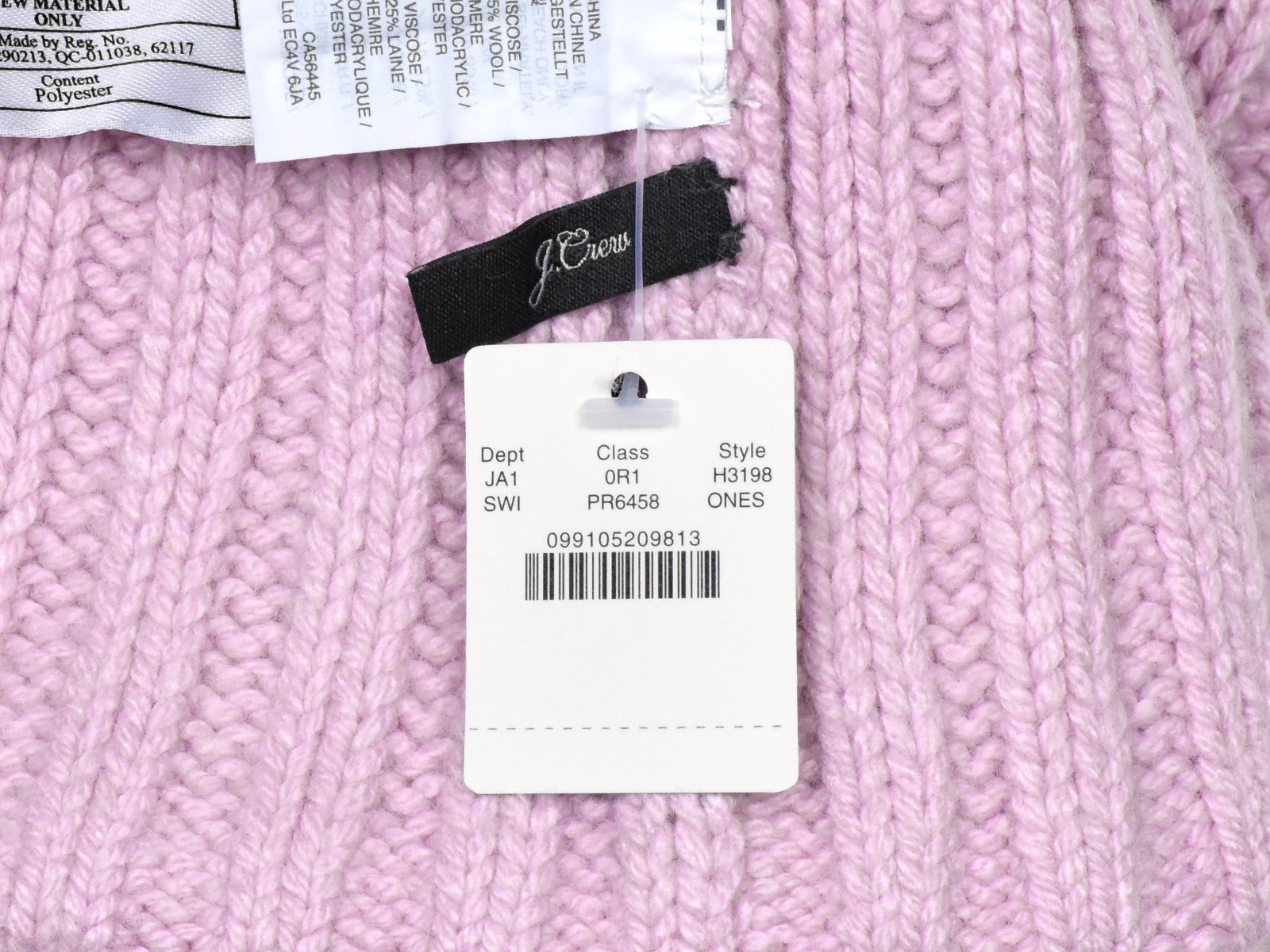 Qty 3: J.Crew Women's Rib-Knit Beanie, Faux-Fur Pom-Pom - Lilac, Peach, Navy NWT