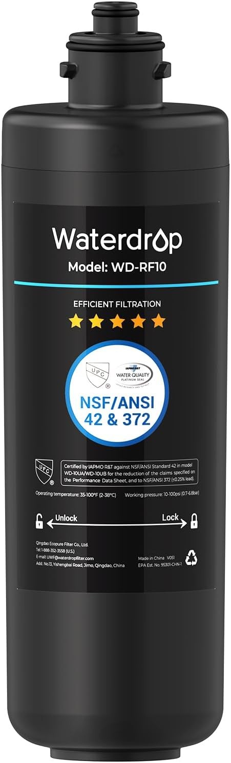 Waterdrop WD-RF10 Water Filter, 8000 Gal High Capacity, Replacement for 10UA/UB