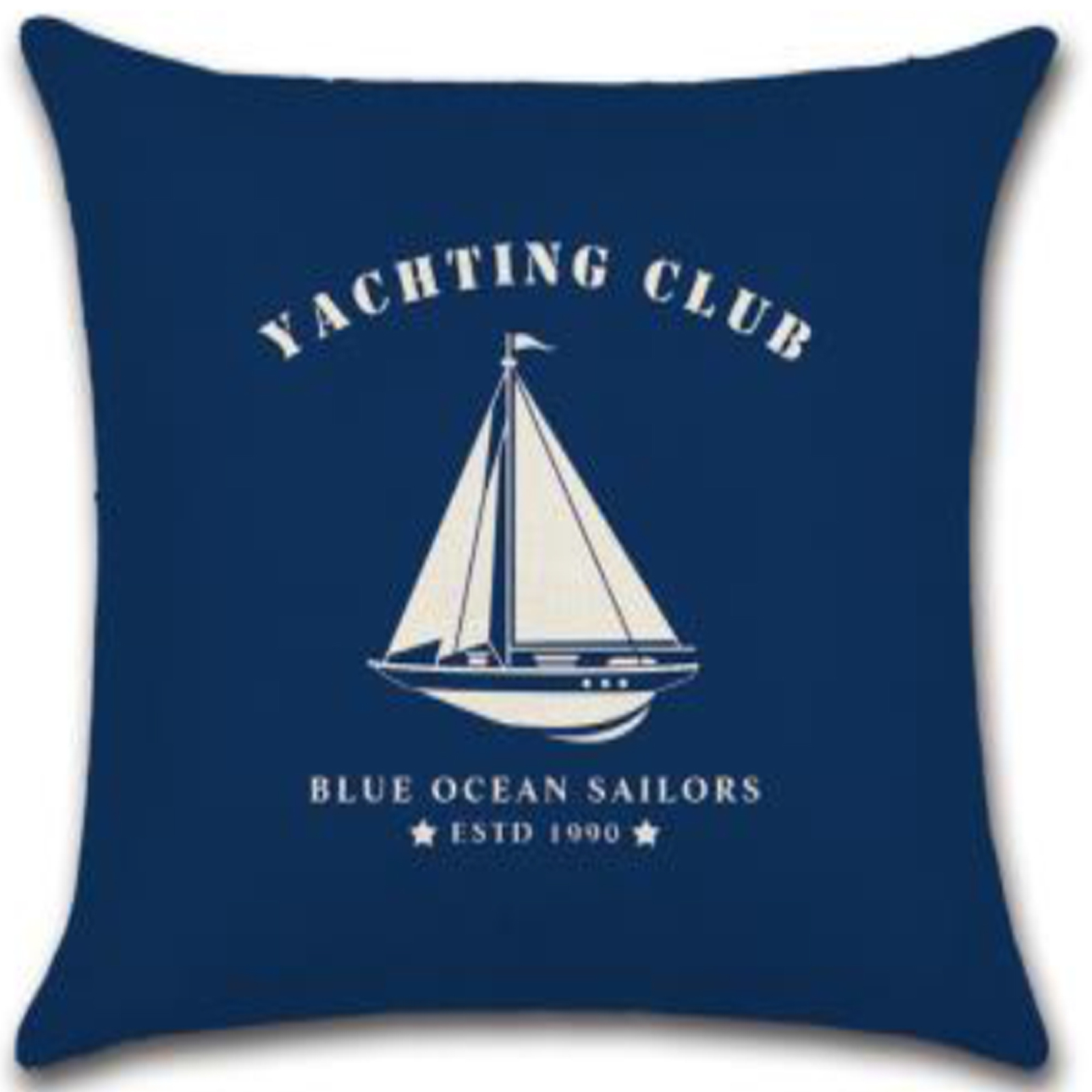 Set of 2 Pillow Covers 18x18, Blue Sailboat & Lighthouse Pattern