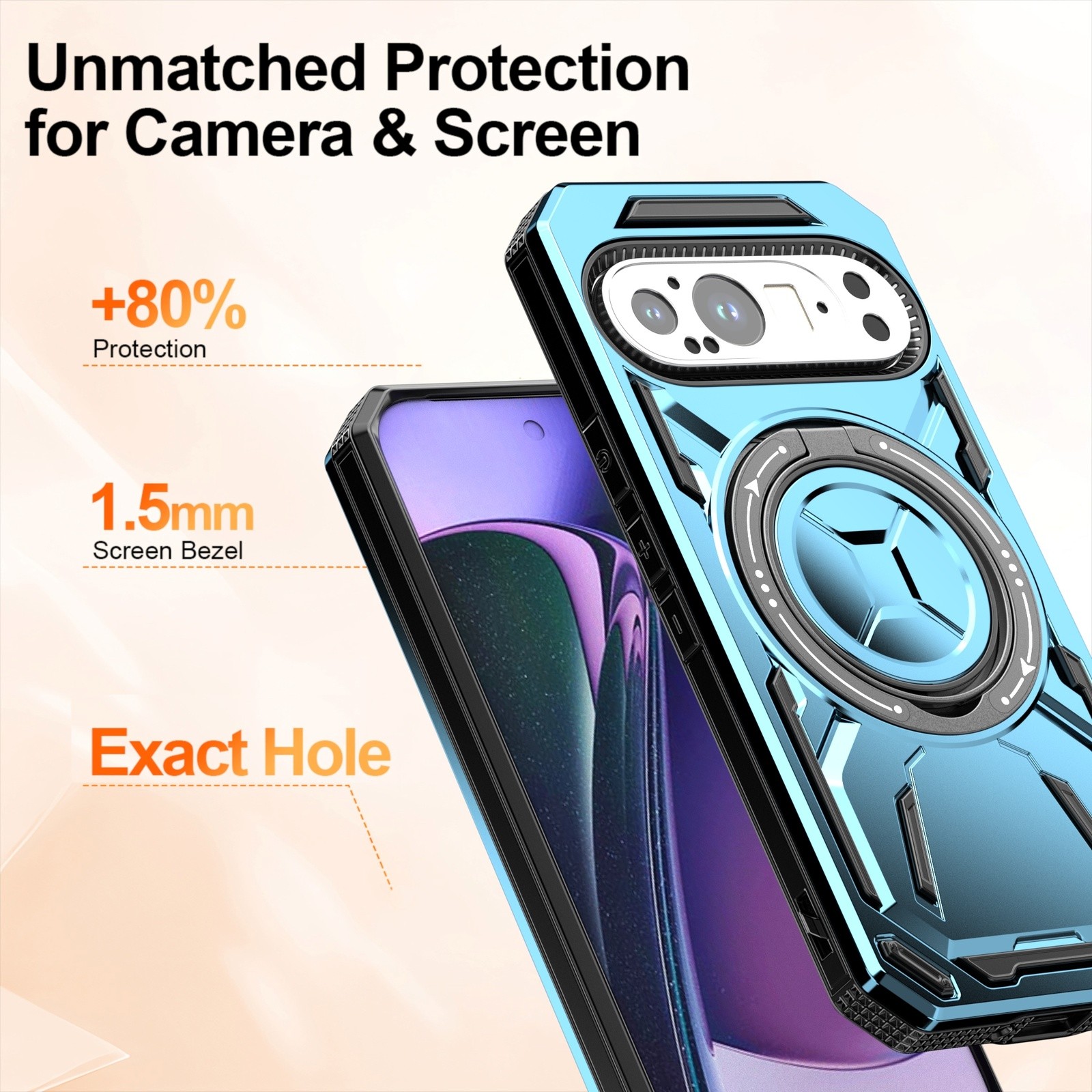 For Google Pixel 9/9 Pro/9 Pro XL Shockproof Ring Stand Hard Back Rugged Case