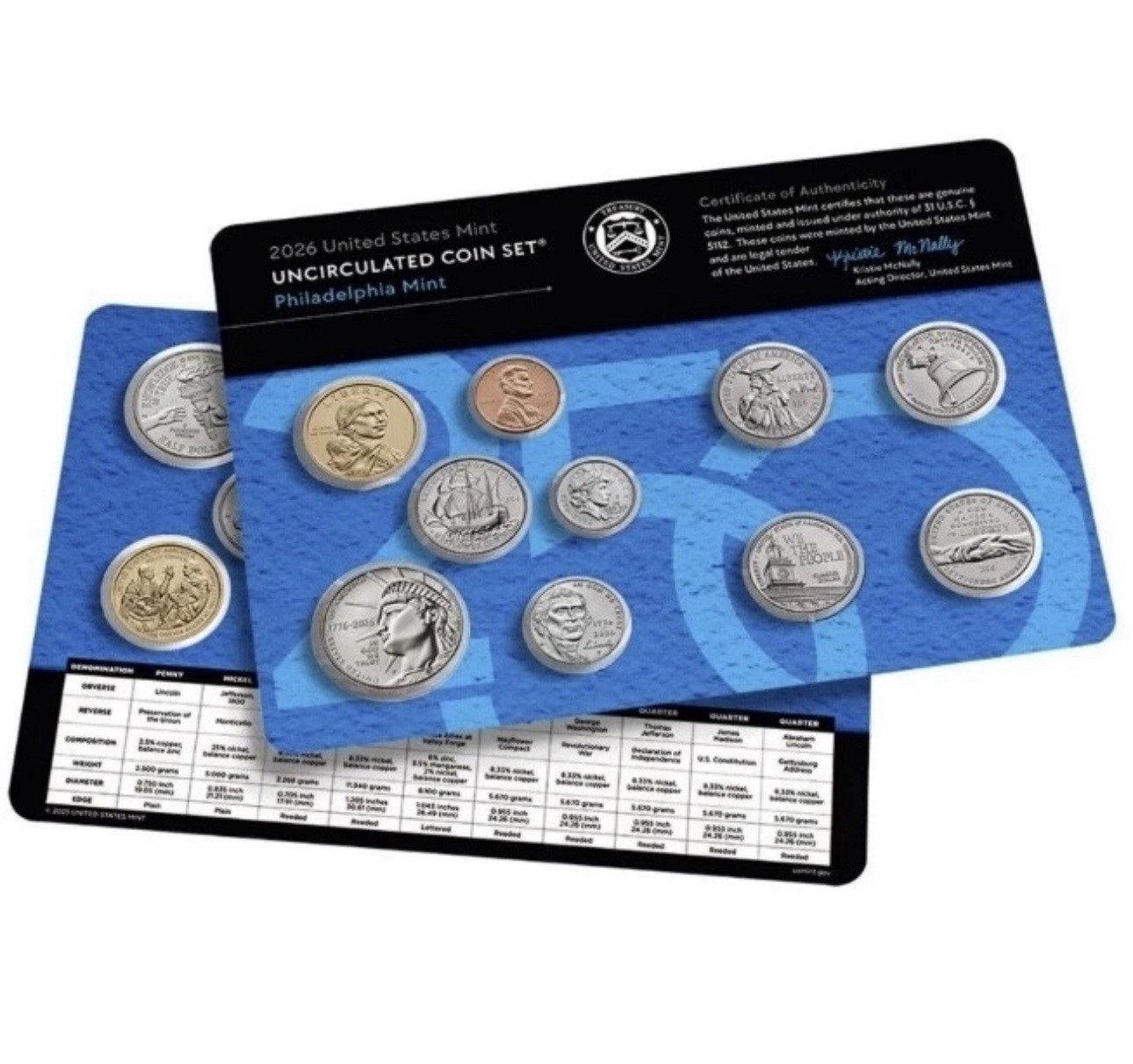 2026 US Mint Uncirculated P & D Set - 20 Coins - Includes 2026 Pennies