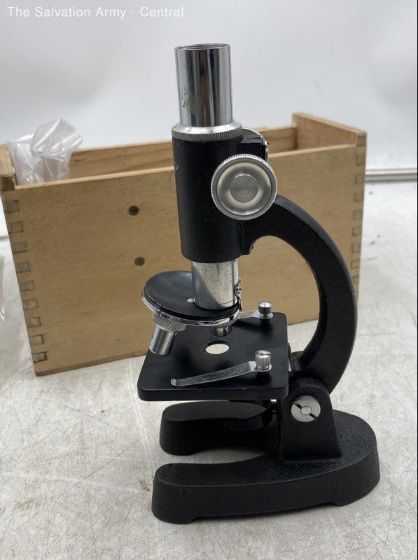 Atco Black Upright Biological Laboratory Mini Stereo Microscope With Box