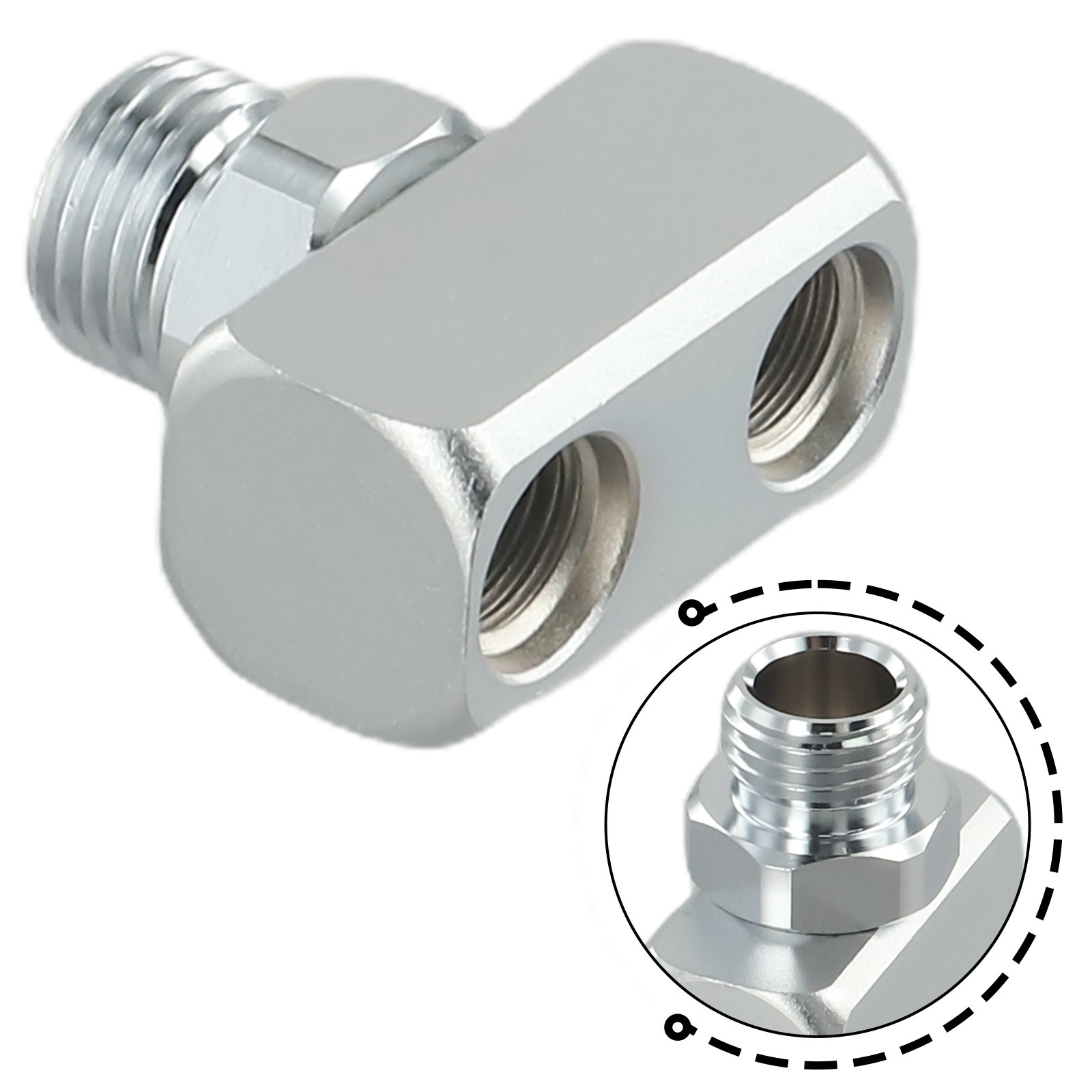 Thread Adapter Hose Adapter 1 To for 2 LP Thread 9/16" To 3/8" Chrome Plated
