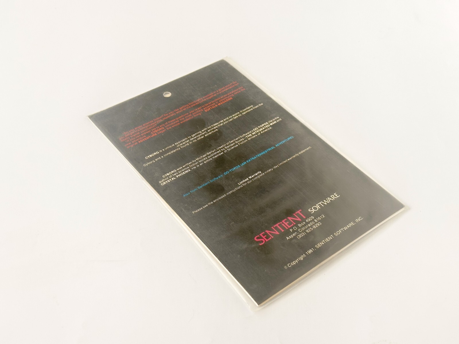 Cyborg - Sentient Software - 1981 / Apple II - Sealed