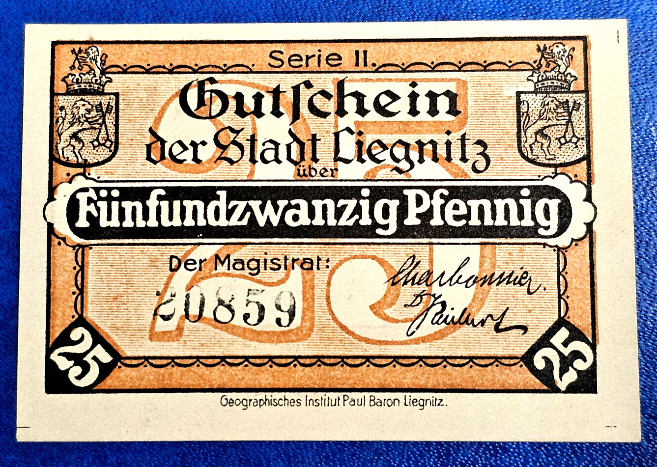 LIEGNITZ (LEGNICA) NOTGELD 25 PFENNIG 1920 EMERGENCY MONEY GERMANY (32293)
