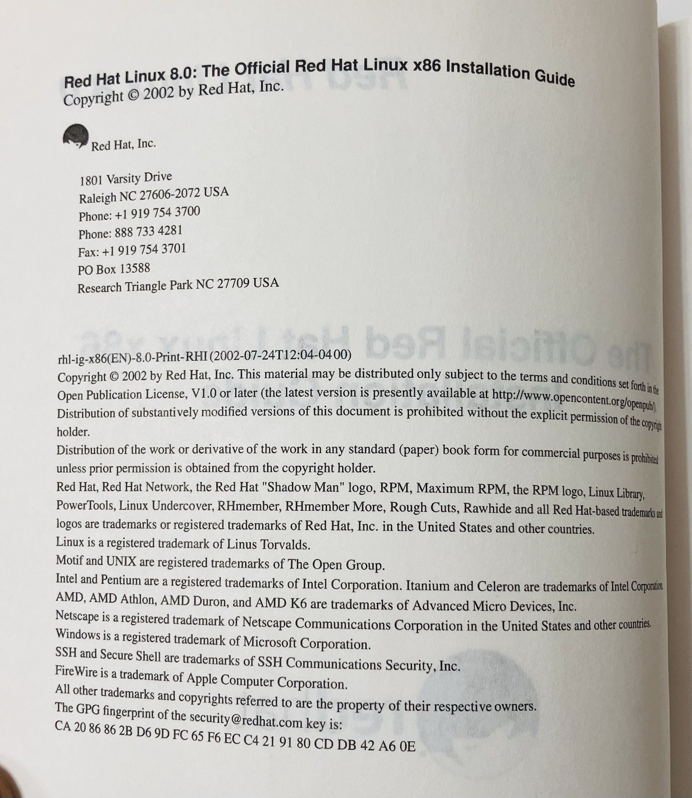 Red Hat Linux 8.0 Manual Set 6 pc Vintage OS Installation Reference Guides 2002