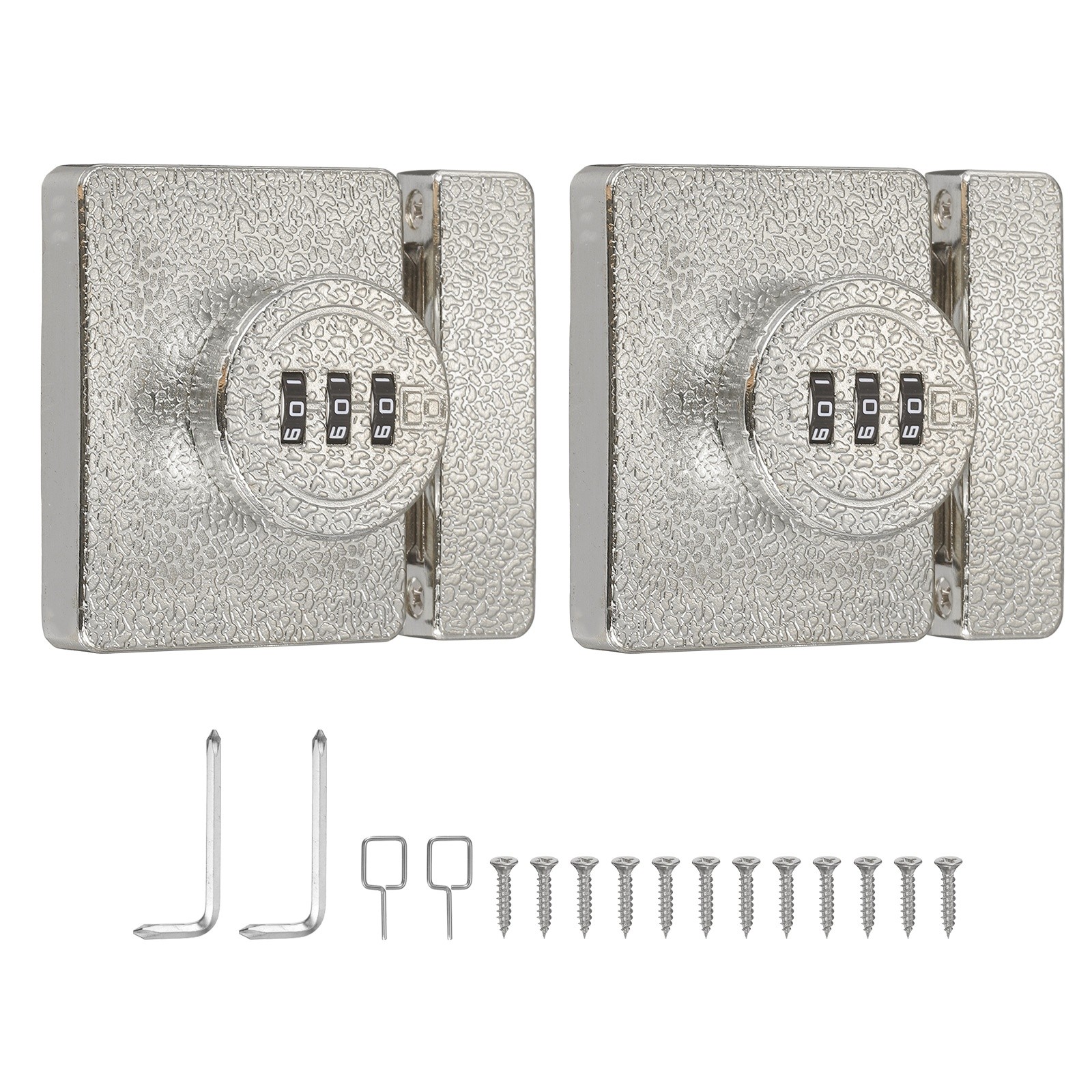 2Set Combination Cabinet Lock 3 Digit Keyless Password Rotary Hasp Locks Silver