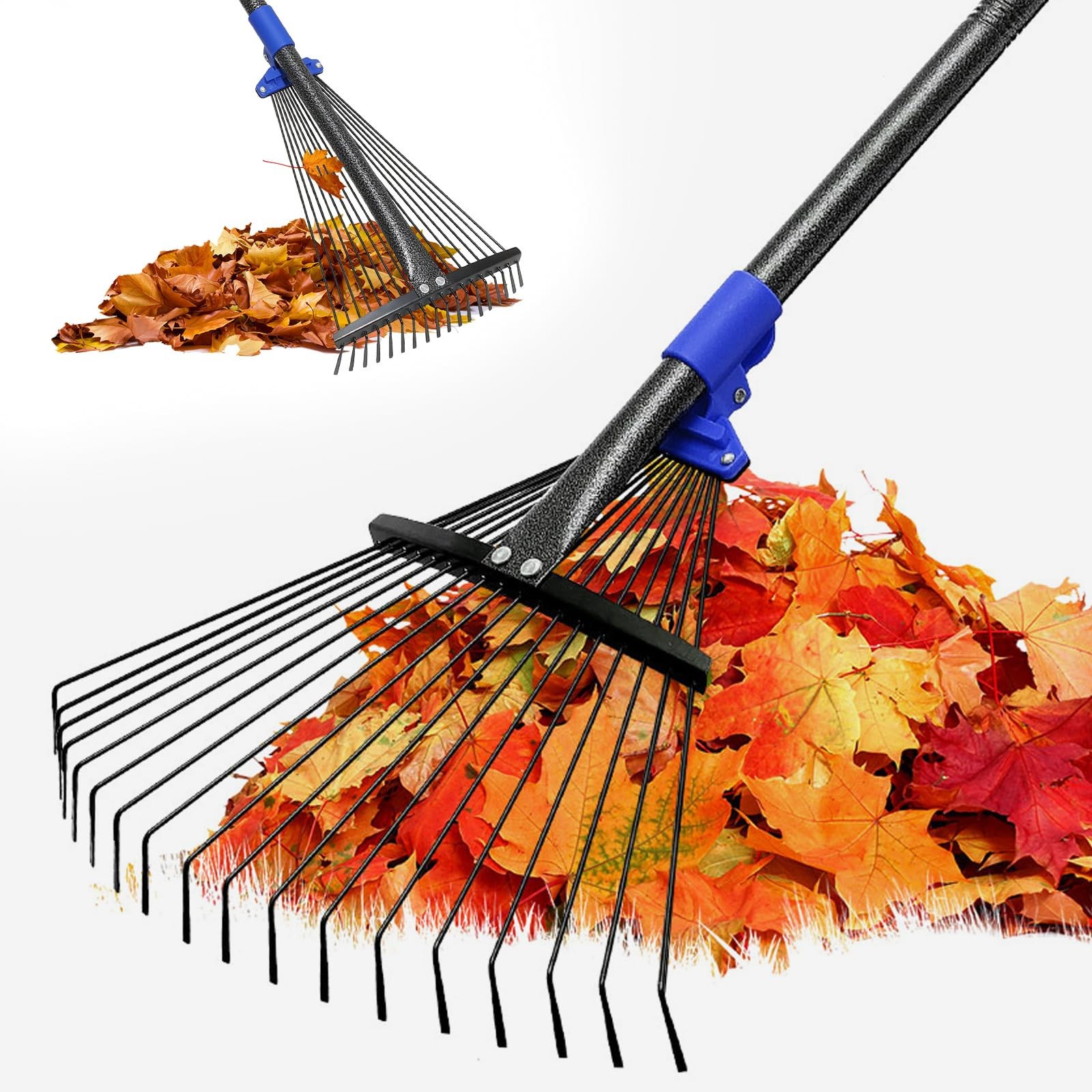 Best Adjustable Garden Rake for Leaves-Heavy Duty Metal with 8-17" Expandable