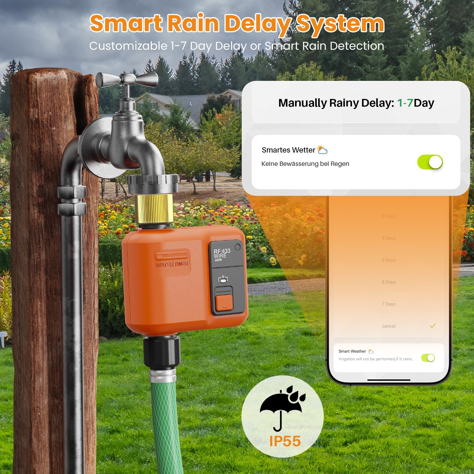 Xinfuture Wifi Water Timer For Garden Hose Smart Sprinkler Timer 984Ft Long