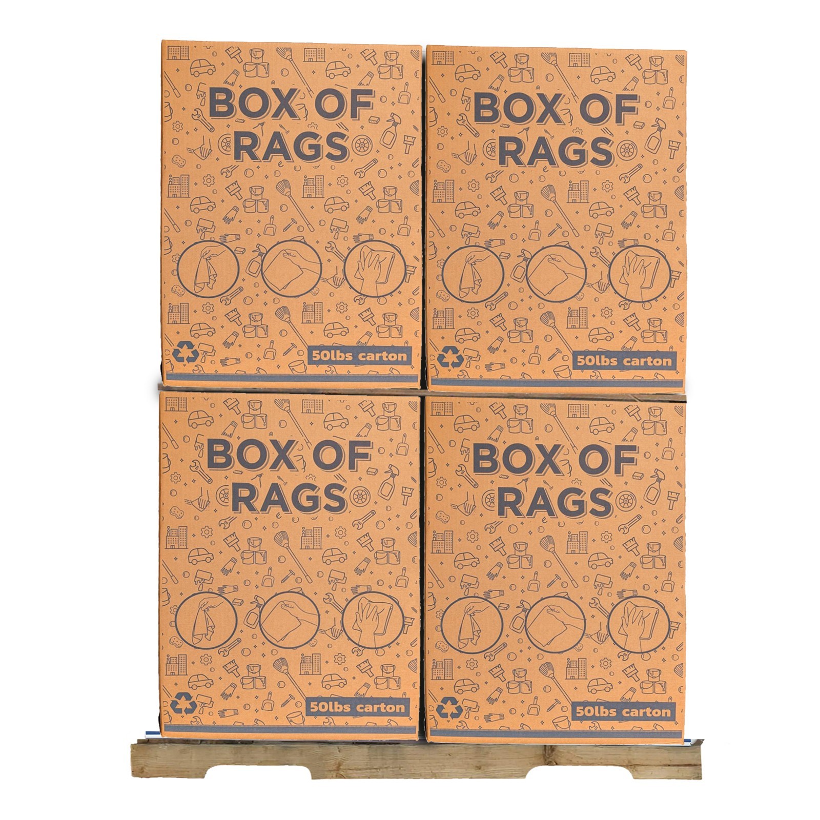 Recycled Color T-Shirt Rags - 600 Lbs. Pallet 12 x 50 Lb. Boxes Cleaning Wipers