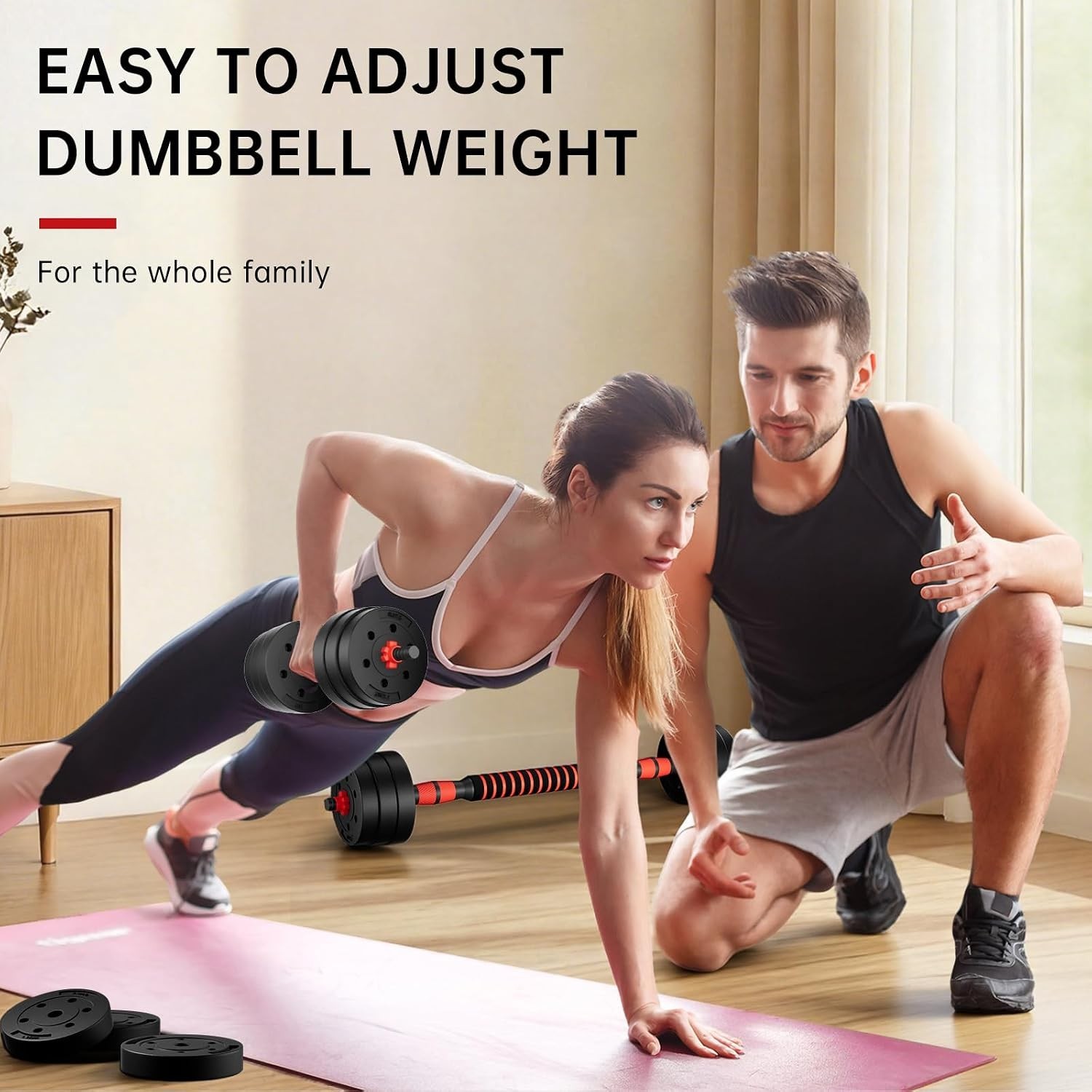 Compact Adjustable Free Weights Dumbbell Set - Space-Saving Home Gym Equipment