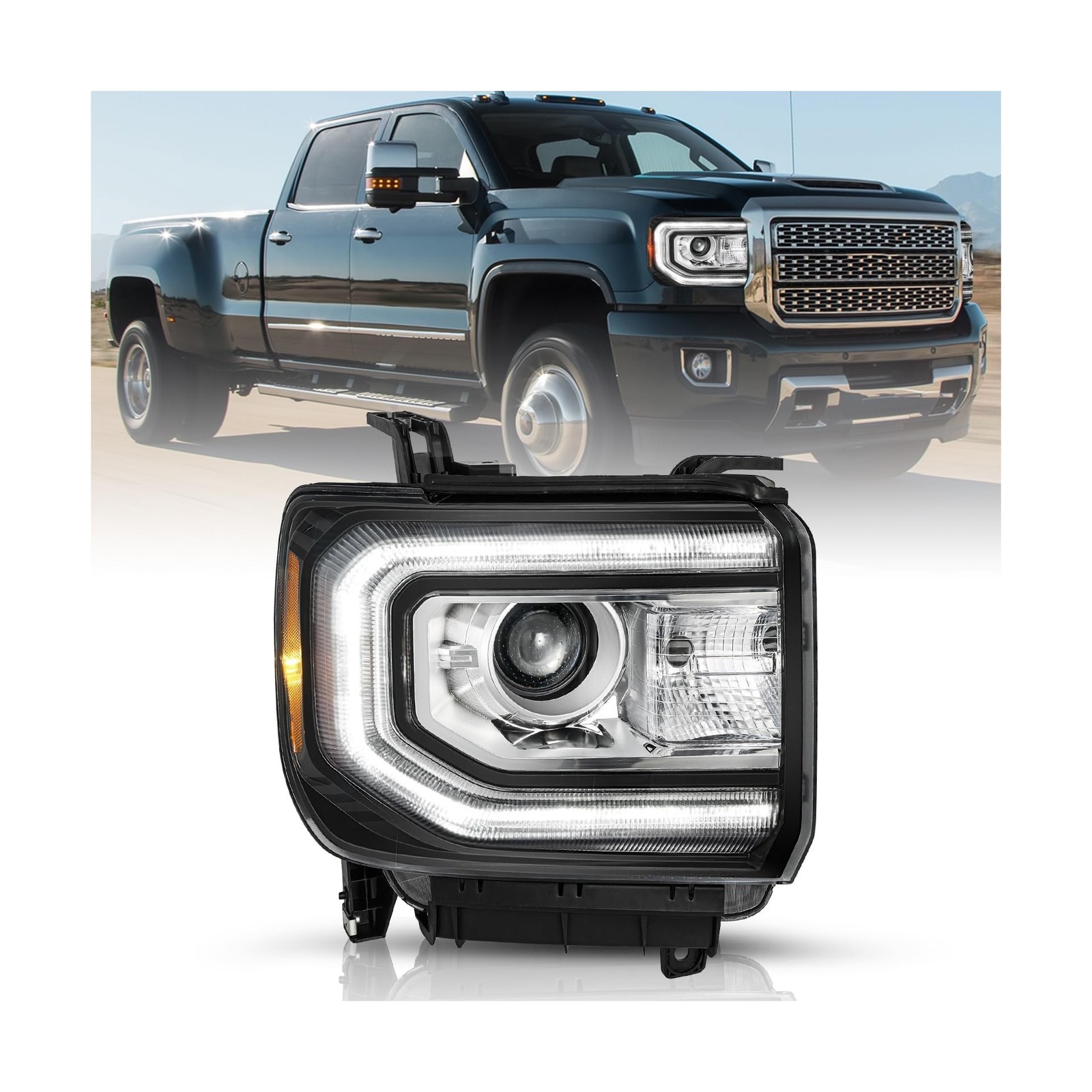 TUSDAR For 2016-2018 GMC Sierra 1500 HID Xenon Headlight Assembly | with LED ...