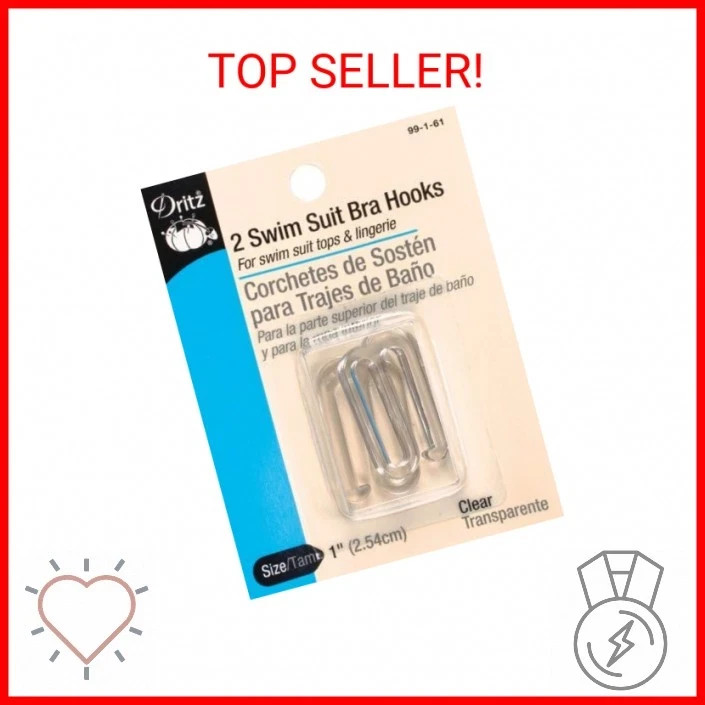 Dritz Swim Suit Bra Hook Clear 1'' , 2/PK