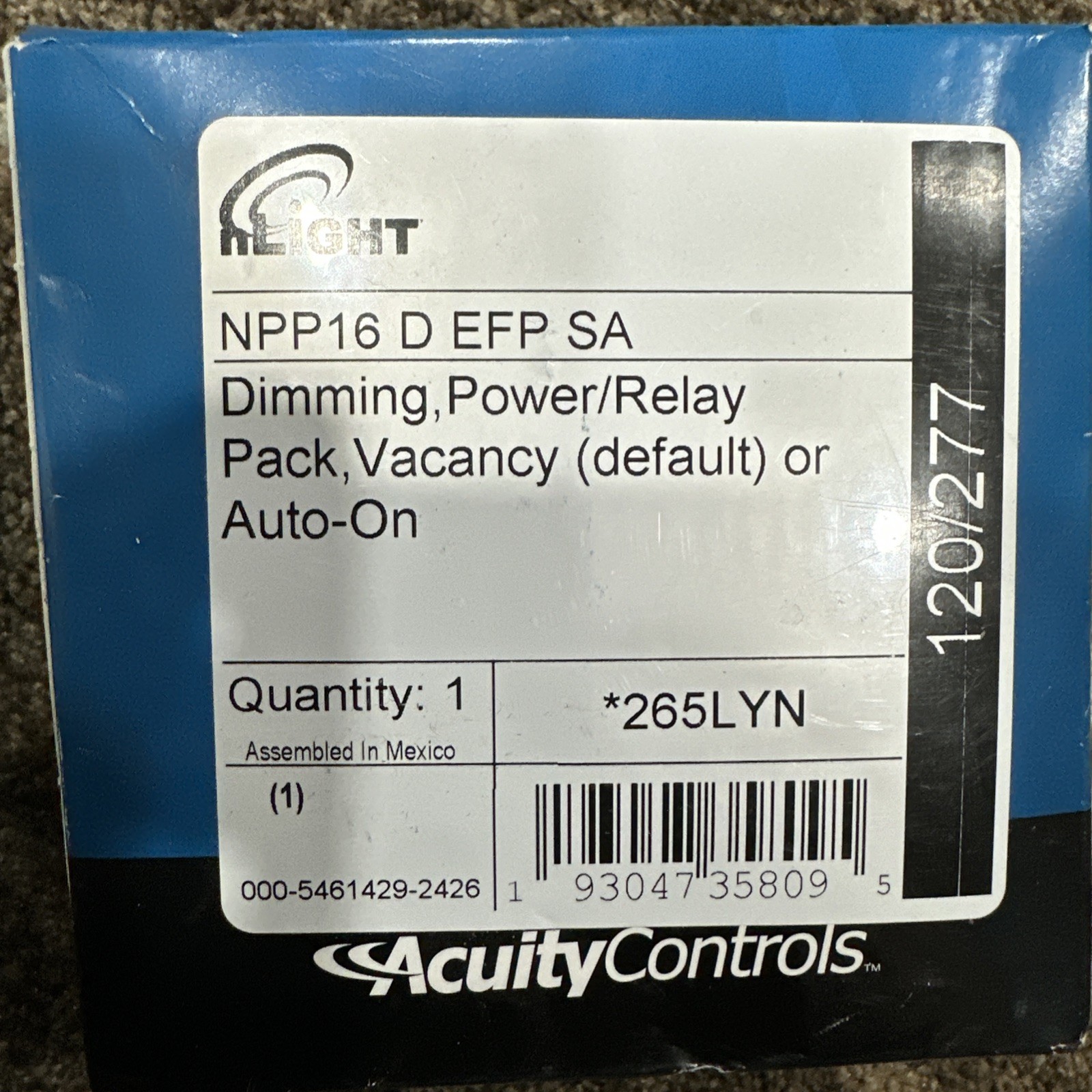 Acuity nLight NPP16 D EFP SA Dimming Power Relay Pack 16A 120/277V Sensor Switch