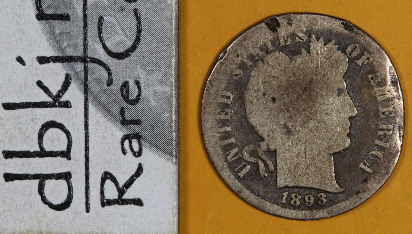 1893 S - Liberty Head "Barber" Silver Dime 10¢ - AG About Good dbkjA