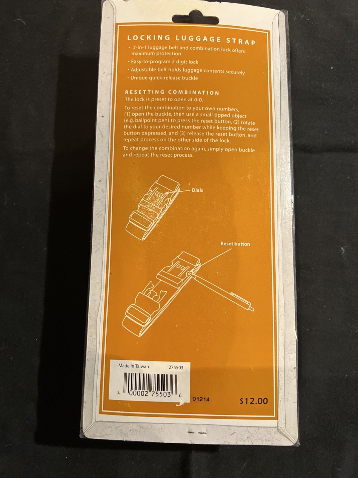 Brookstone TSA Approved Luggage Straps Combo Lock Adjustable Cross Strap Black