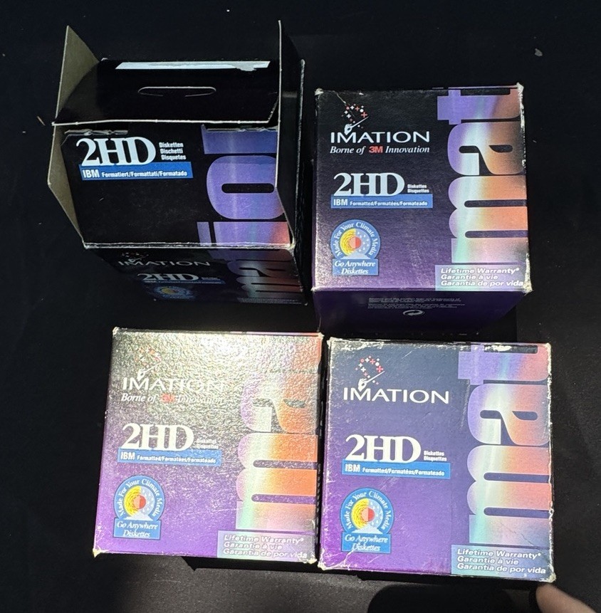 Imation 2HD 3.5" Inch Floppy Diskettes Lot 4 4 Boxes 3 Sealed! Mint Unused