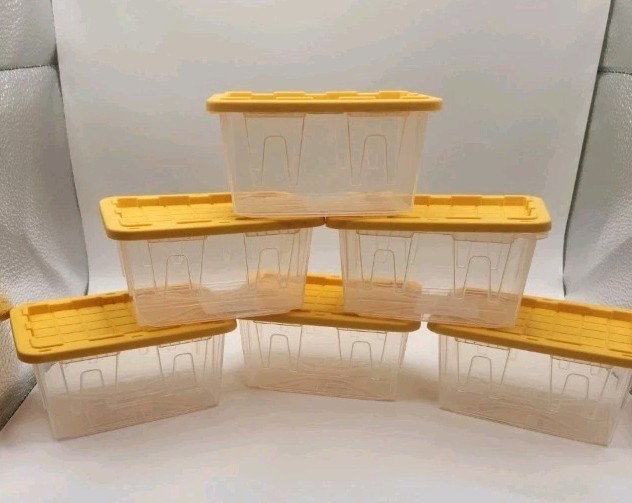 6  X Lowe’s Clear Mini Teeny Totes With Yellow Cover  4.8" X 3.3" X 2.4"