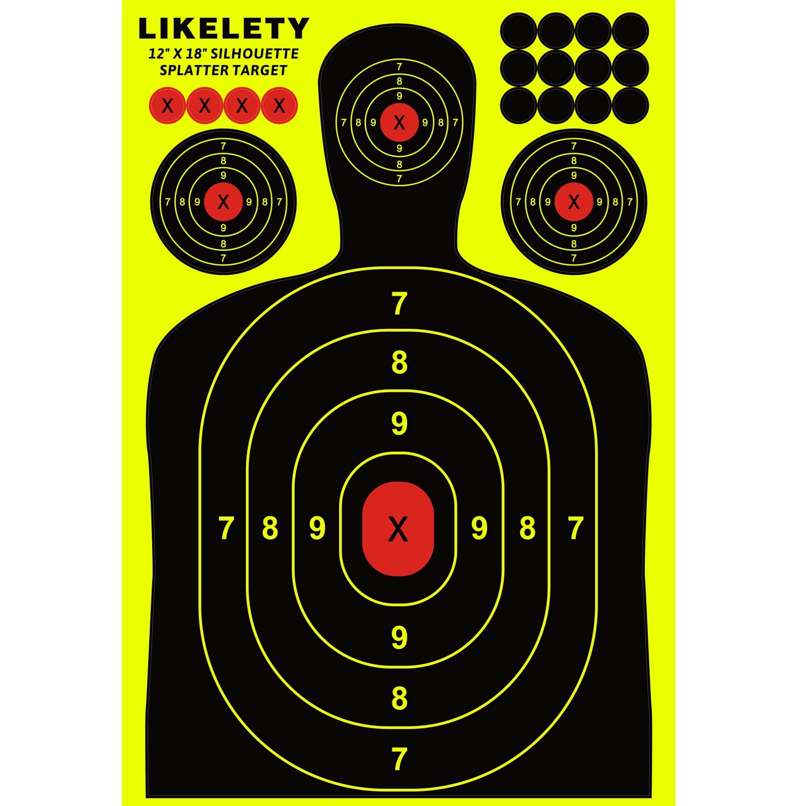 LikeLety 25 Pack 12 x18 Inch Silhouette Splatter Targets, 12 x 17.5