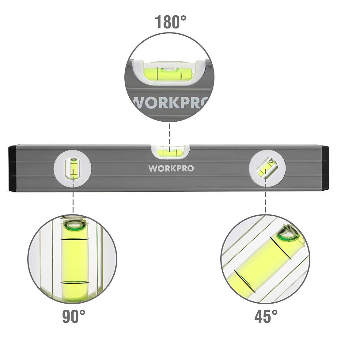 WORKPRO W002900A 3-Piece Level Set 9" Magnetic 16" 24" Non-magnetic Clear
