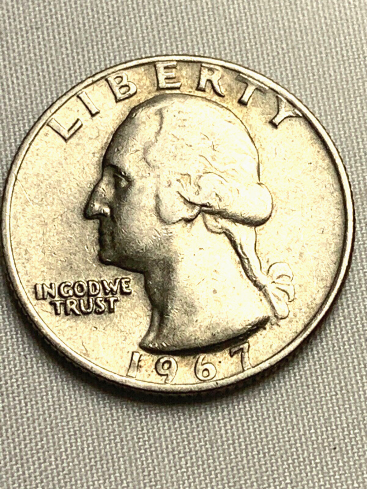 1967 Washington Quarter- No Mint Mark  Letters and Date on Rim Mint ERR