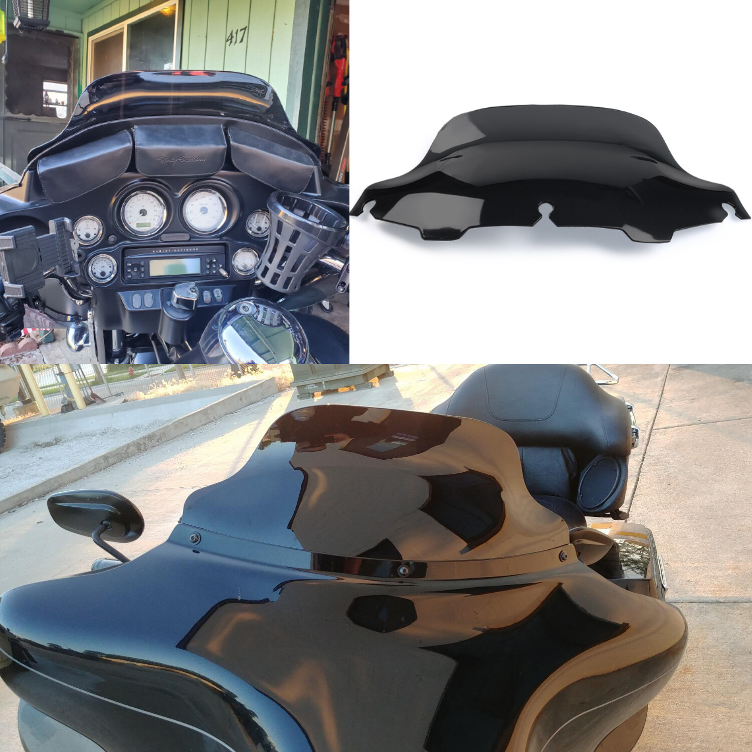 Black 8'' Windshield Windscreen for 1996-2013 Harley Electra Street Glide FLHT